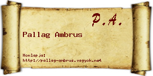 Pallag Ambrus névjegykártya